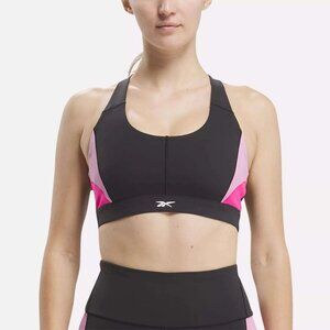 Reebok Plus Lux Colorblocked Racerback Sports Bra Women's 3X (22-24W )Black/Pink